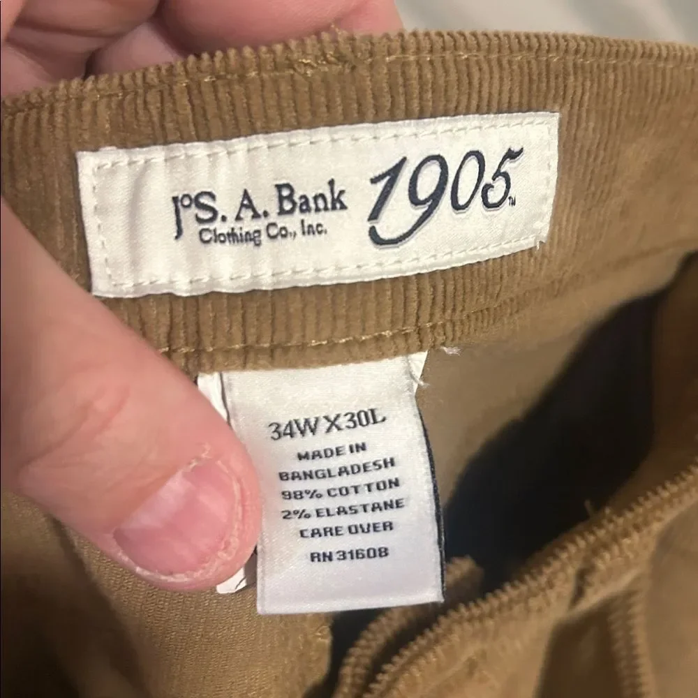 Jos. A. Bank 1905 Collection Tan Corduroy Pants 34x30